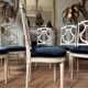Set of 6 lyre chairs from the Napoleonic III period in painted wood in the Louis XVI style.