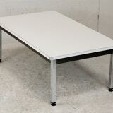 Coffee table chrome steel base, white melaminate top. France, circa 1970.