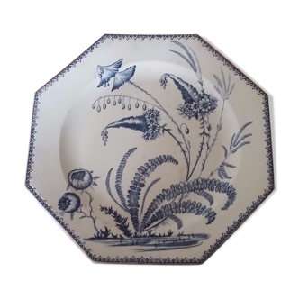 Beautiful dish in earthenware Clairefontaine Leon Graves model Indiana XIXème