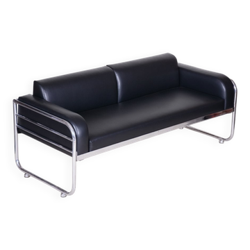 Bauhaus Sofa in Chrome and Leather by Vichr a Spol, Czech, 1930s
