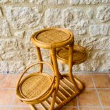 Vintage bamboo and rattan plant holder, circa 70's