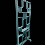 Mid-century room divider by Ludvik Volak in a deep turquoise colour, fully refurbished, Czech 1960s