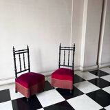 Paire de petits fauteuils Napoléon 3