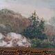peinture à l'huile antique sur toile paysage lac de montagne début des années