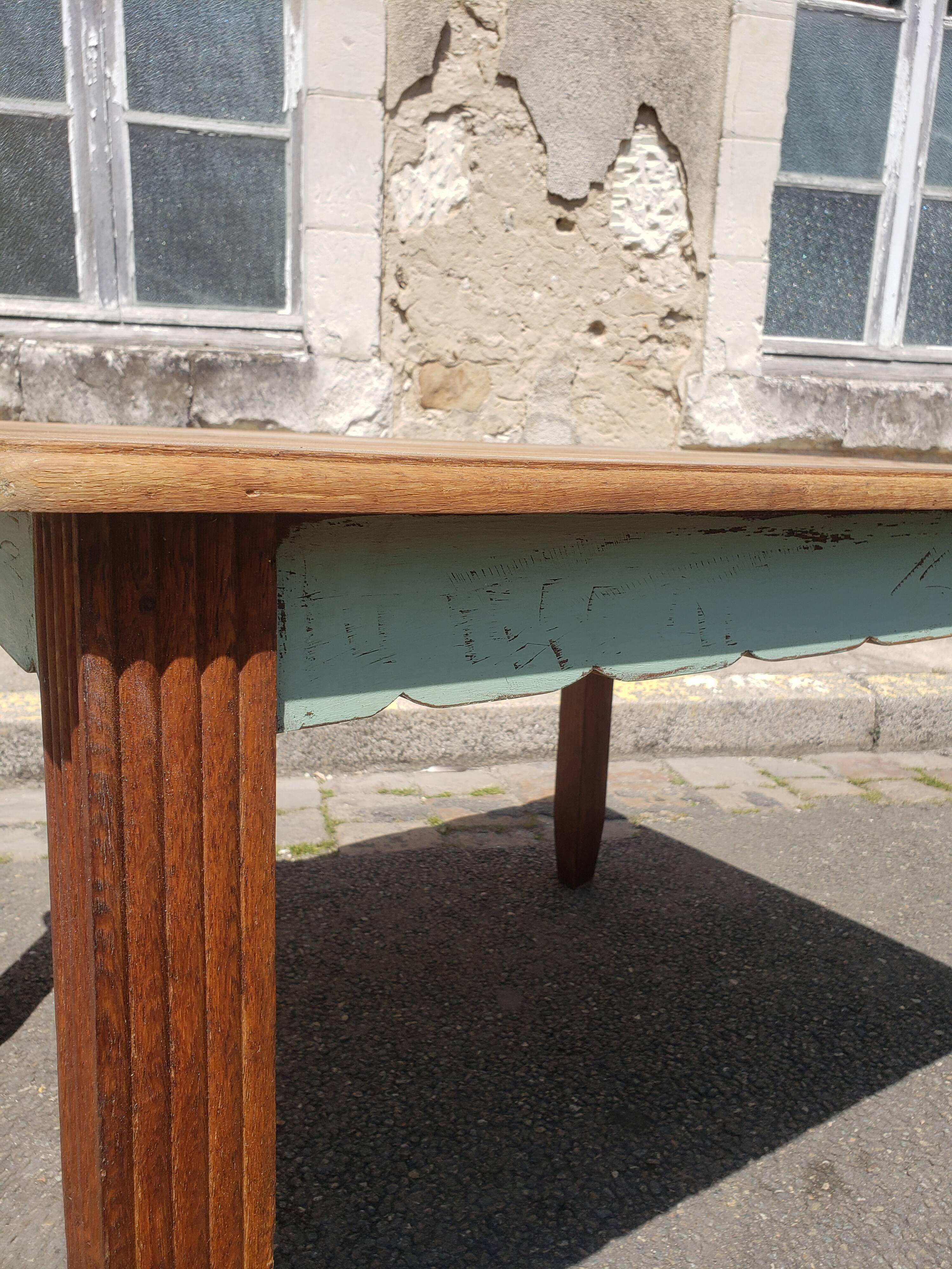 Table and chairs art deco wood and pastel