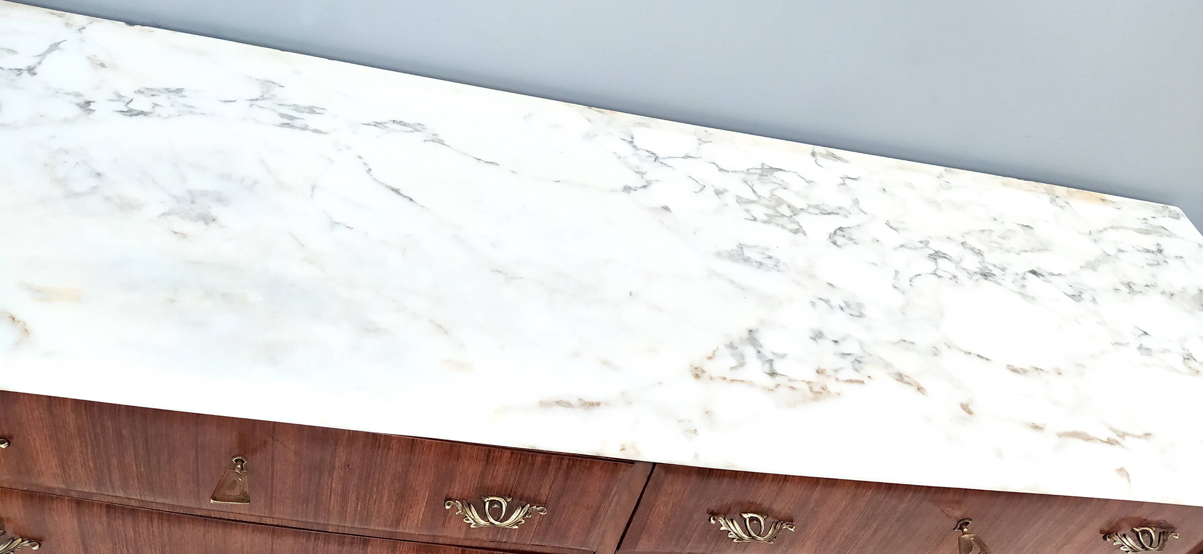 Black Walnut Dresser Produced by Dassi with Carrara Marble Top, Italy