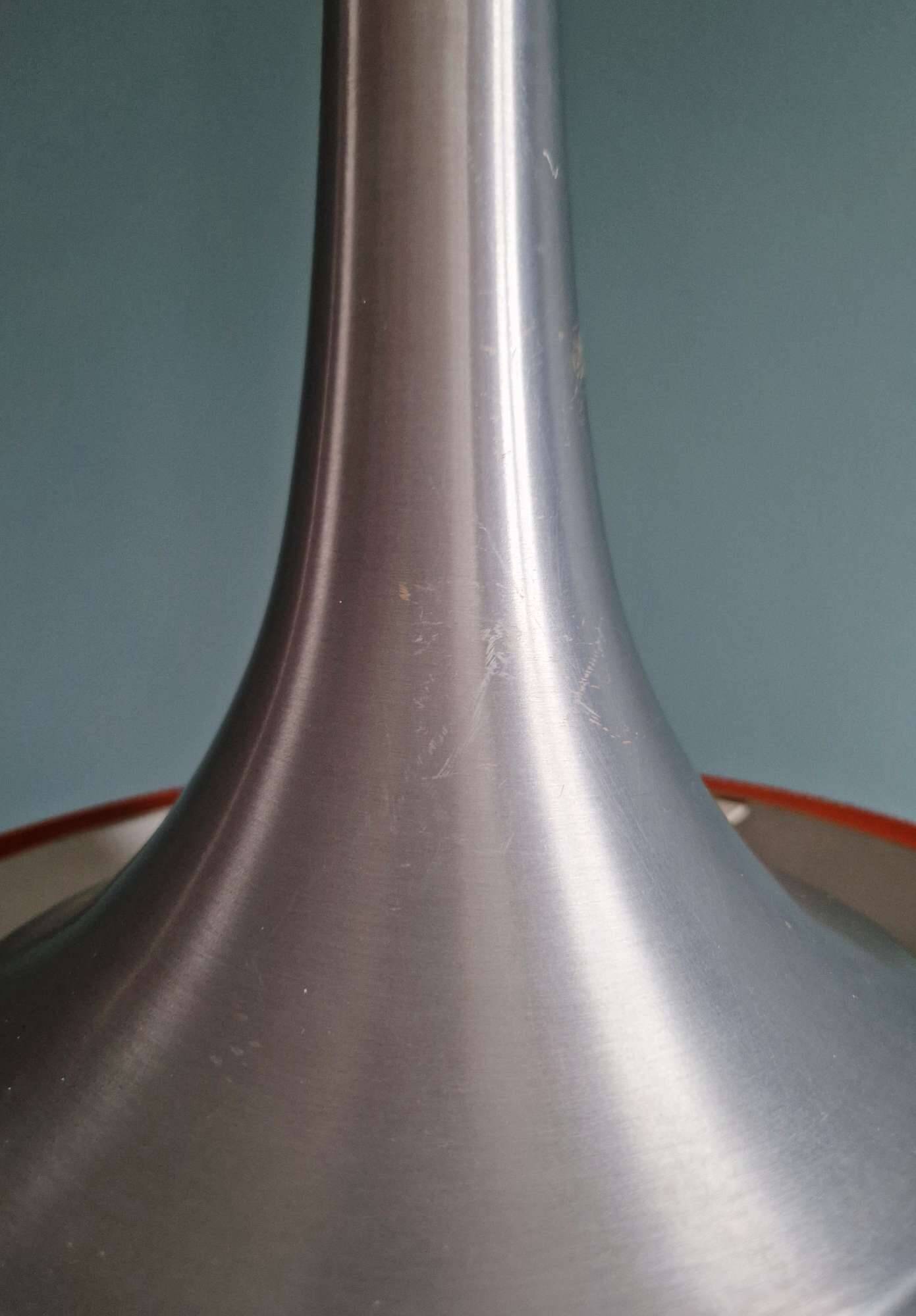 Pair of Scandinavian brushed aluminium pendants, 1960s