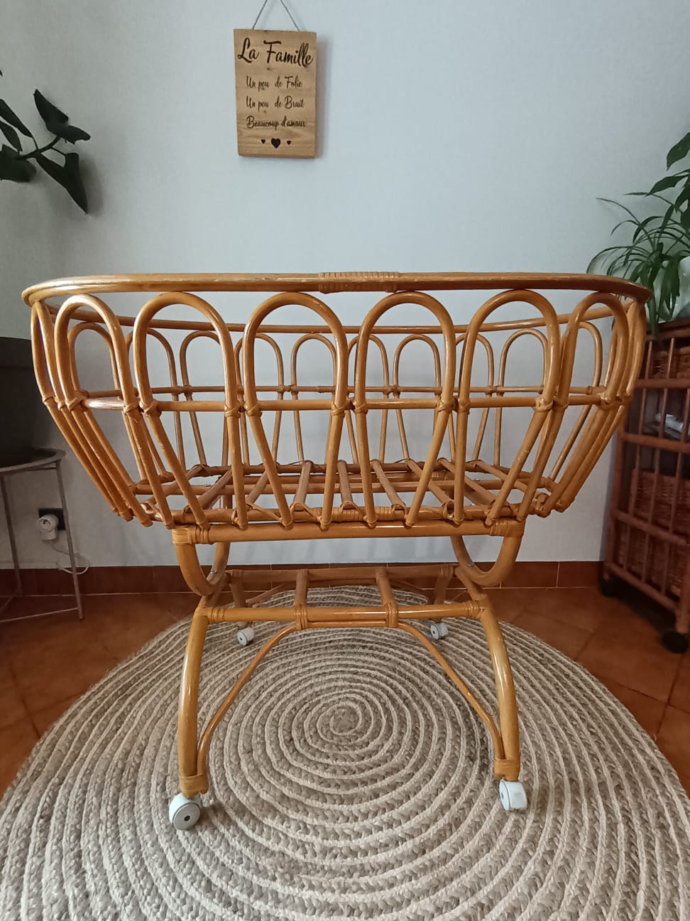 Rattan baby cradle
