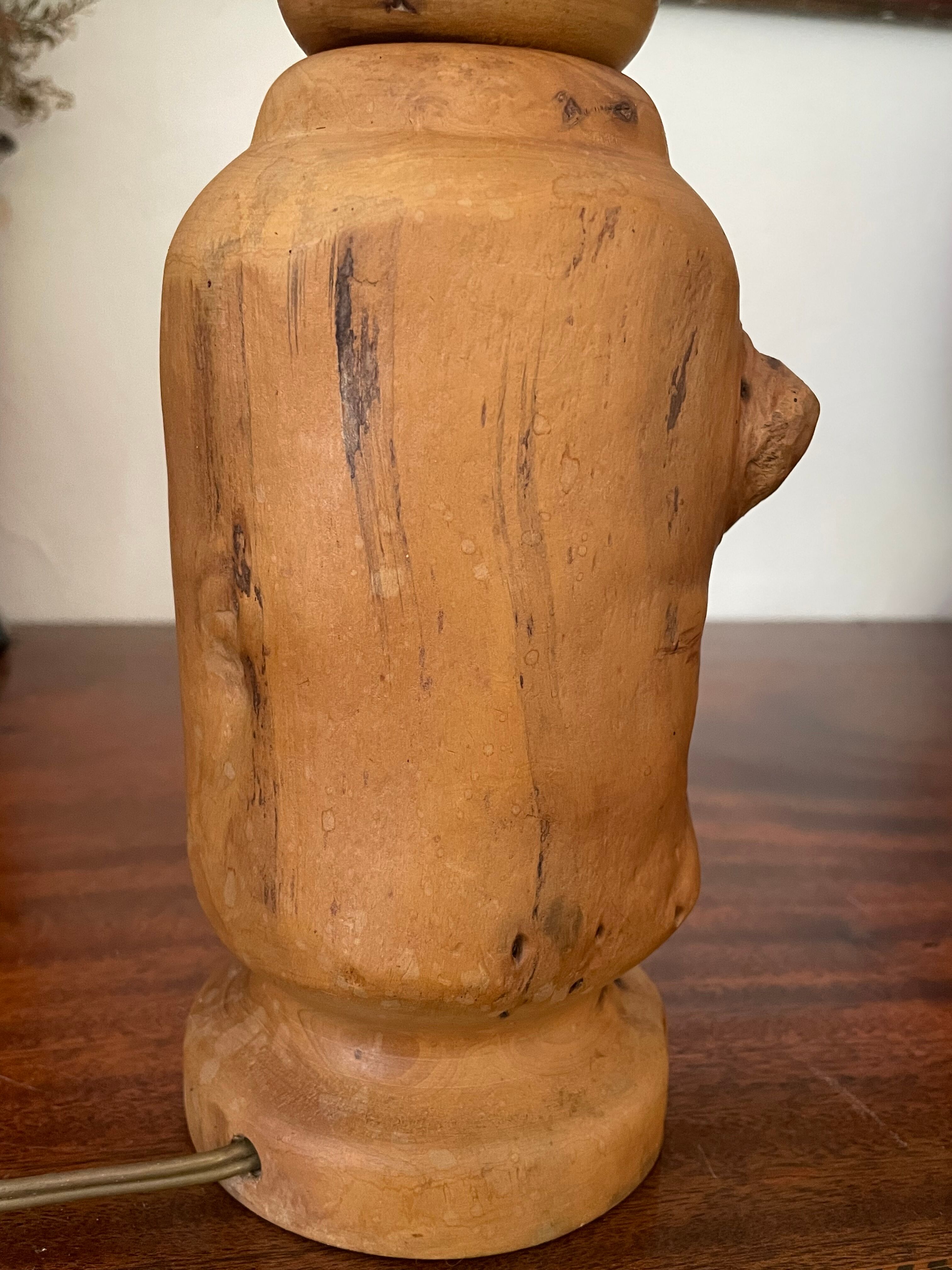 Lamp foot made of vintage olive wood