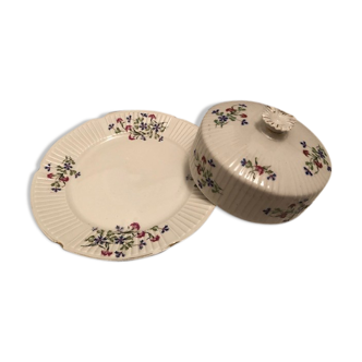 beurrier ancien en porcelaine