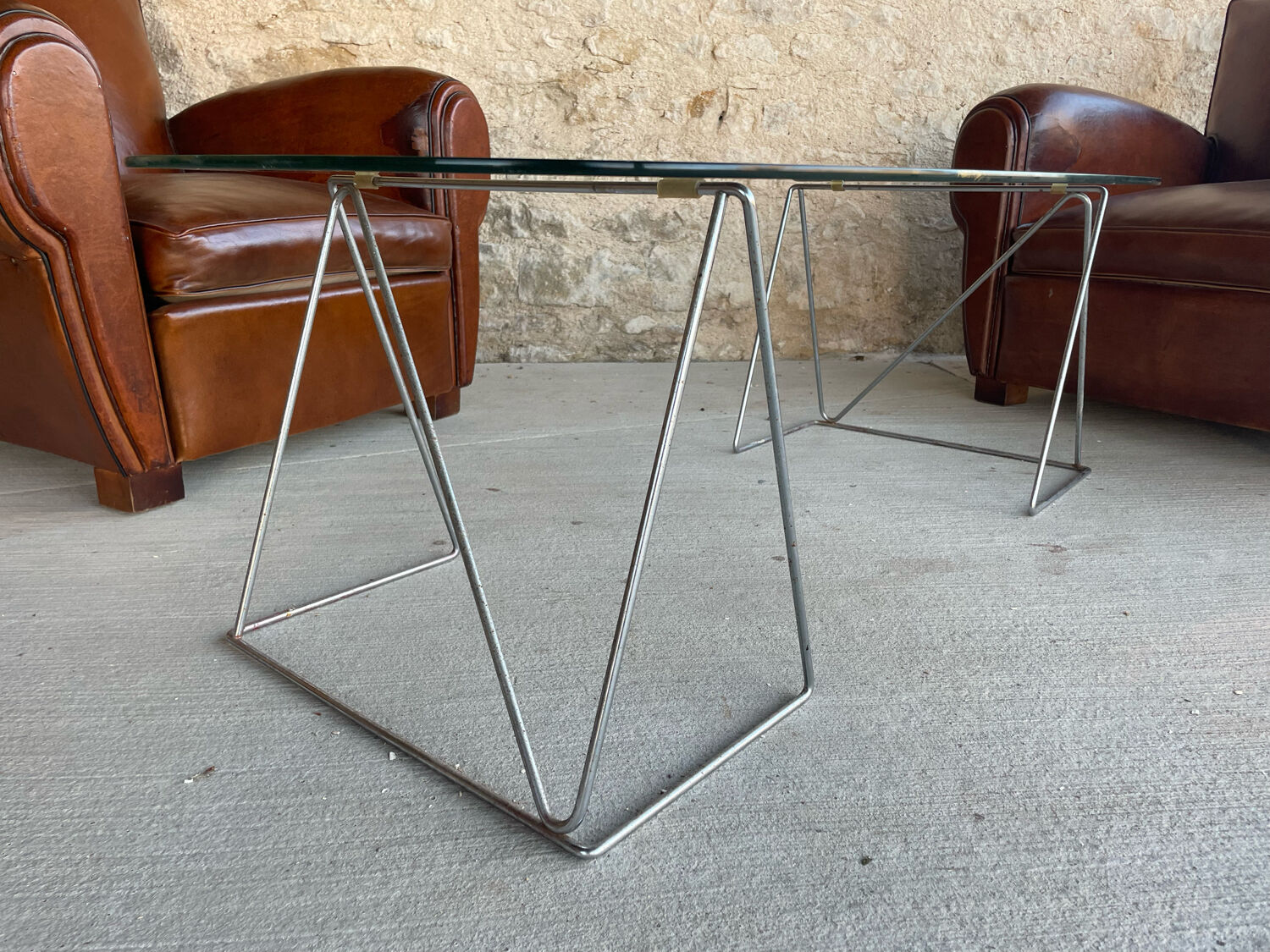 Table basse verre et acier