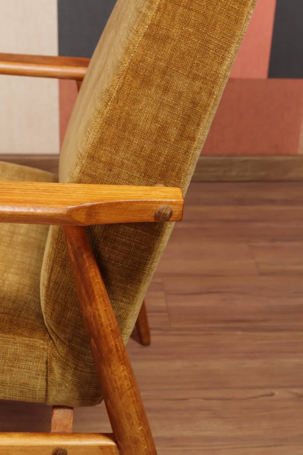 Scandinavian armchair golden velvet design by H.Lis