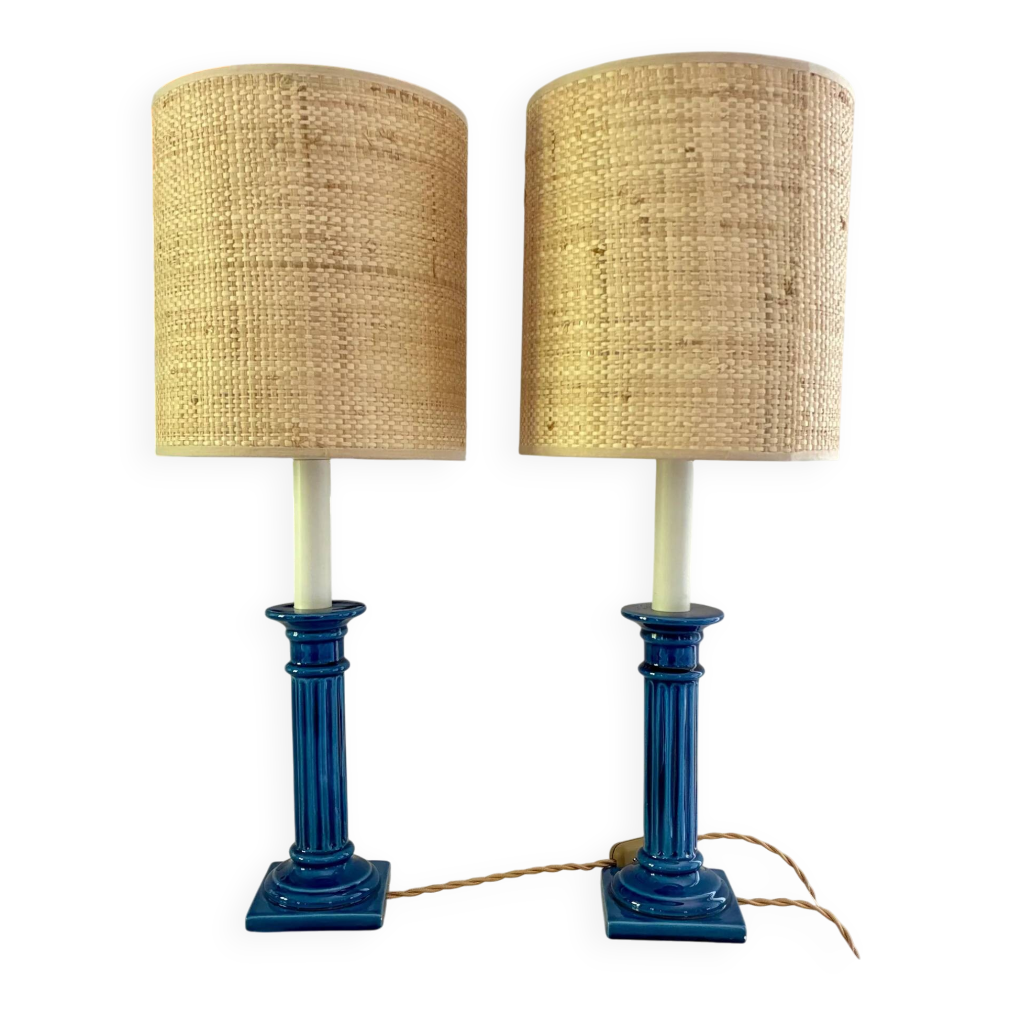 Pair of "Blue Sky" ceramic lamps, 1970