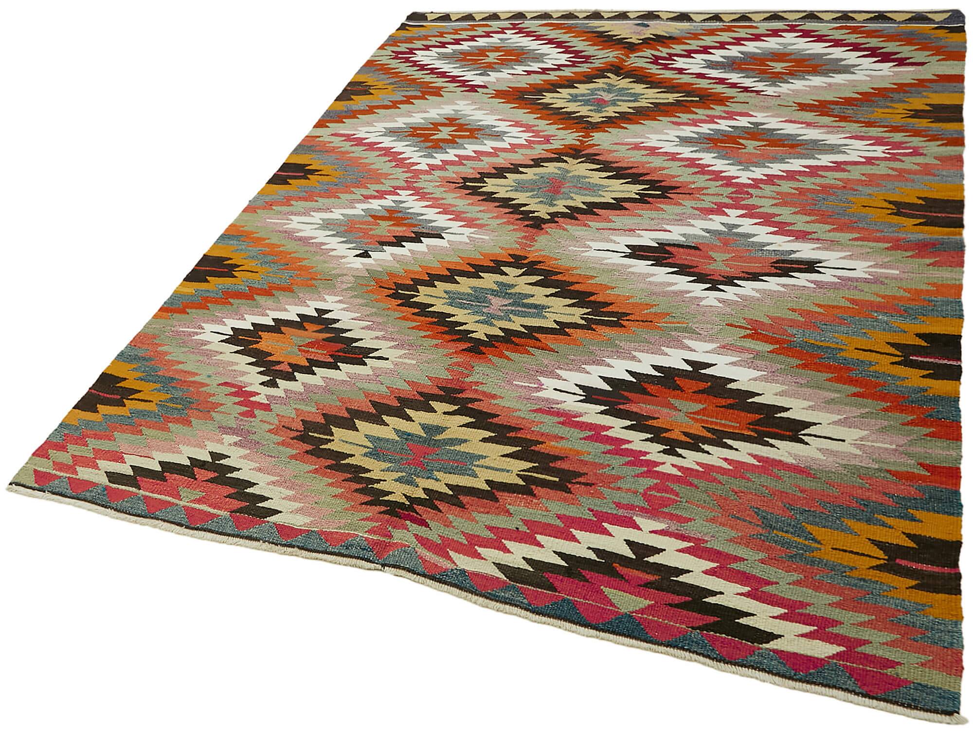 Turkish Handmade Vintage Anatolian Kilim 170 cm x 214 cm