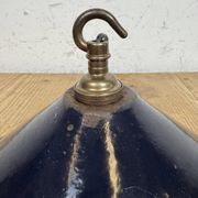 Industrial British Dark Blue Enamel Factory Pendant Lamp, 1950s