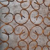 Vintage screen made of bamboo, wicker and leather