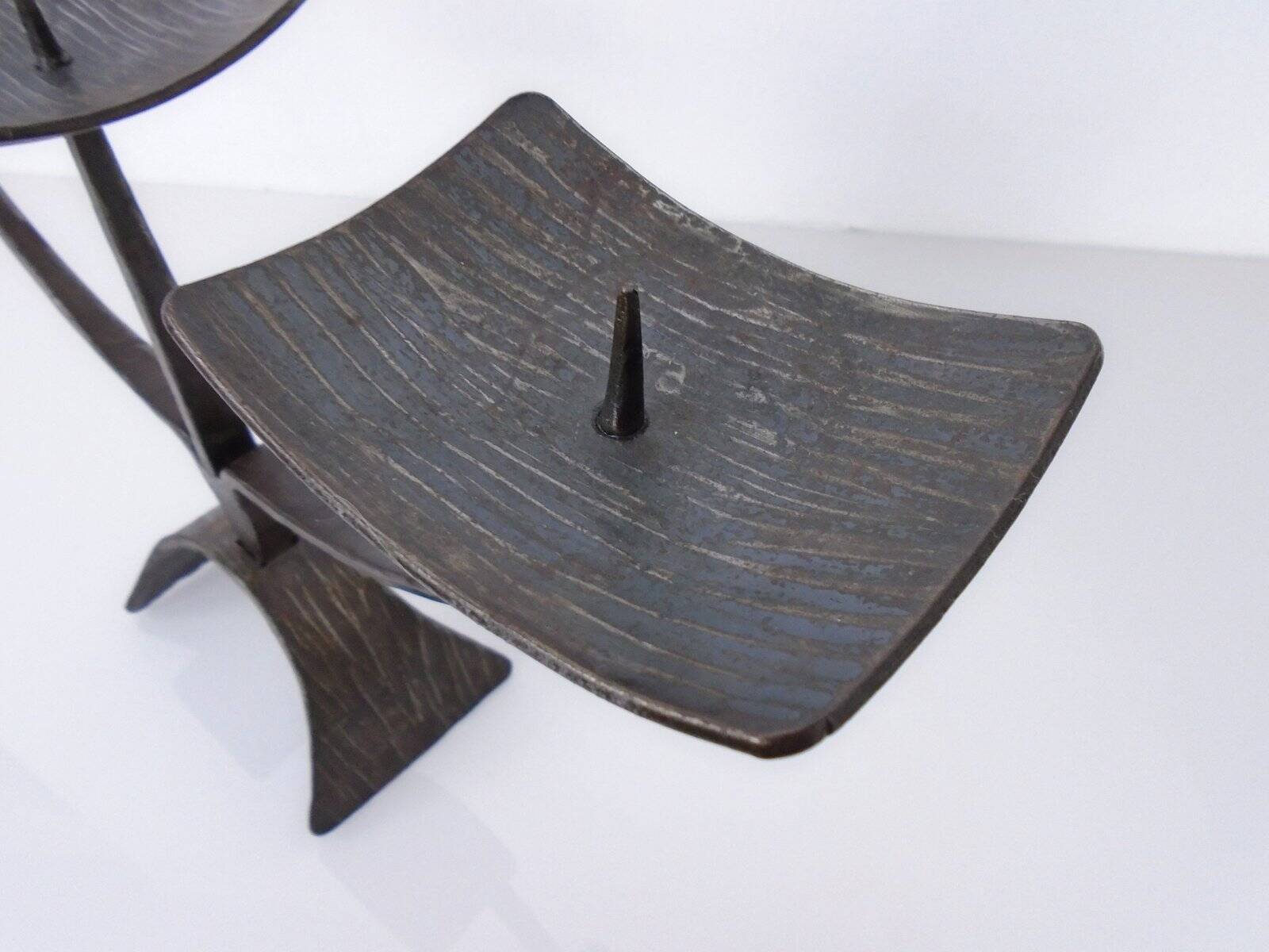 German Brutalist Iron Candleholder, 1960s