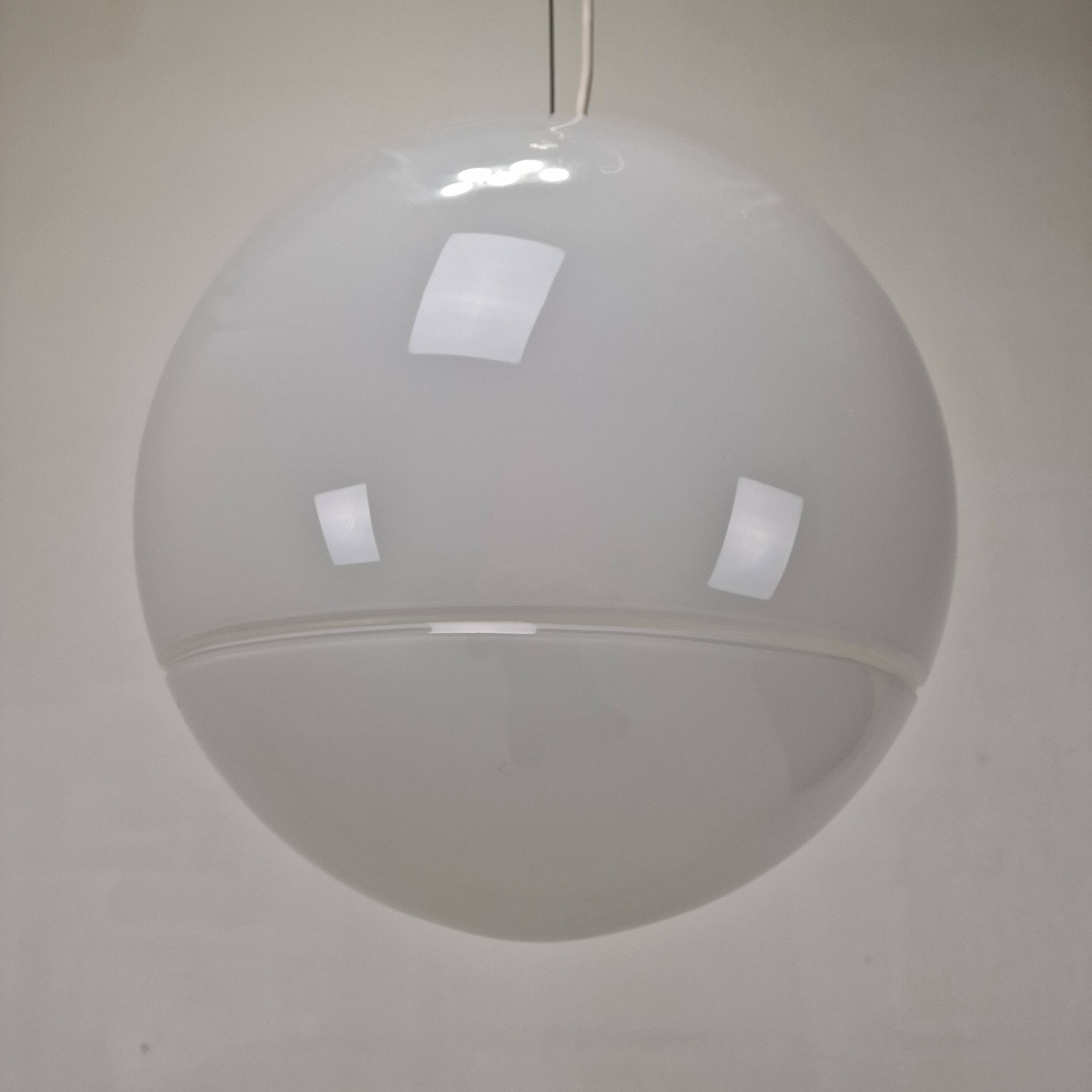 Italian Murano Glass Globe Chandelier with Brass Accents, 1970s