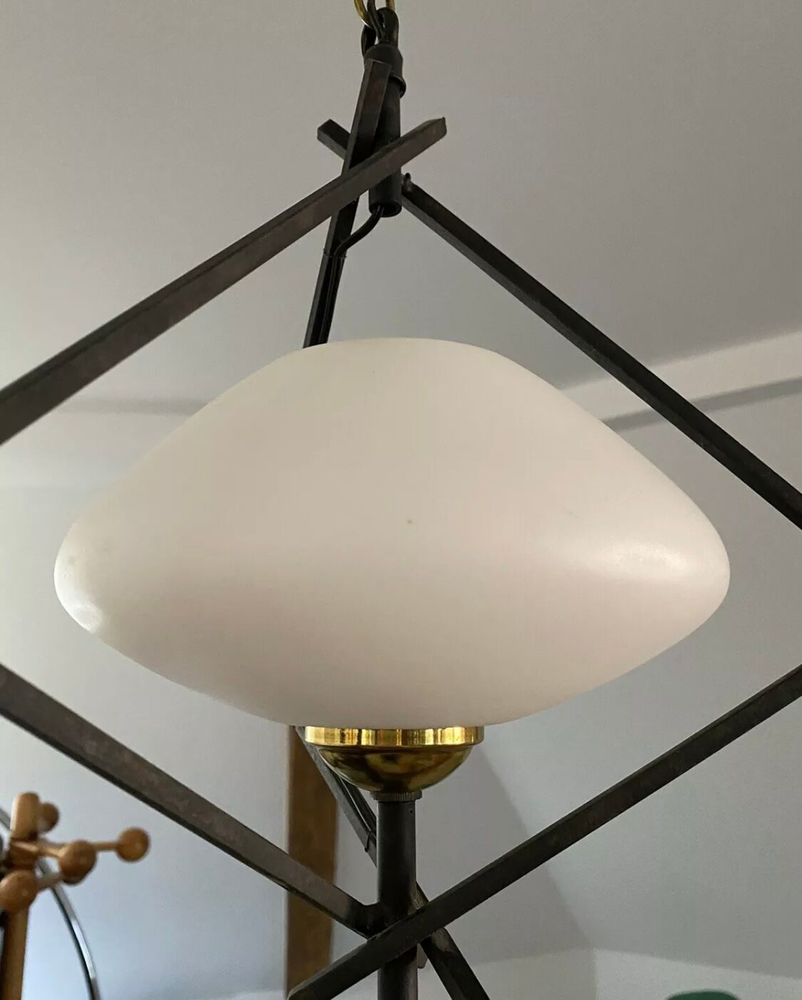 Old lamp opaline and metal house Lunel