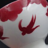 Saarland Digoin's Faience Bowl - Red Swallow Decoration - 1940