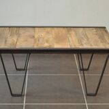 Industrial coffee table metal and solid wood