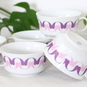 Set of 6 cups in Alfoldi porcelain, vintage Hungarian