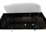 Table design verre fumé & chrome – Style italien années 70