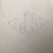 12 Serviettes en damassé blanc au monogramme JB
