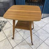 Scandinavian wooden side coffee table with vintage 50s swivel top