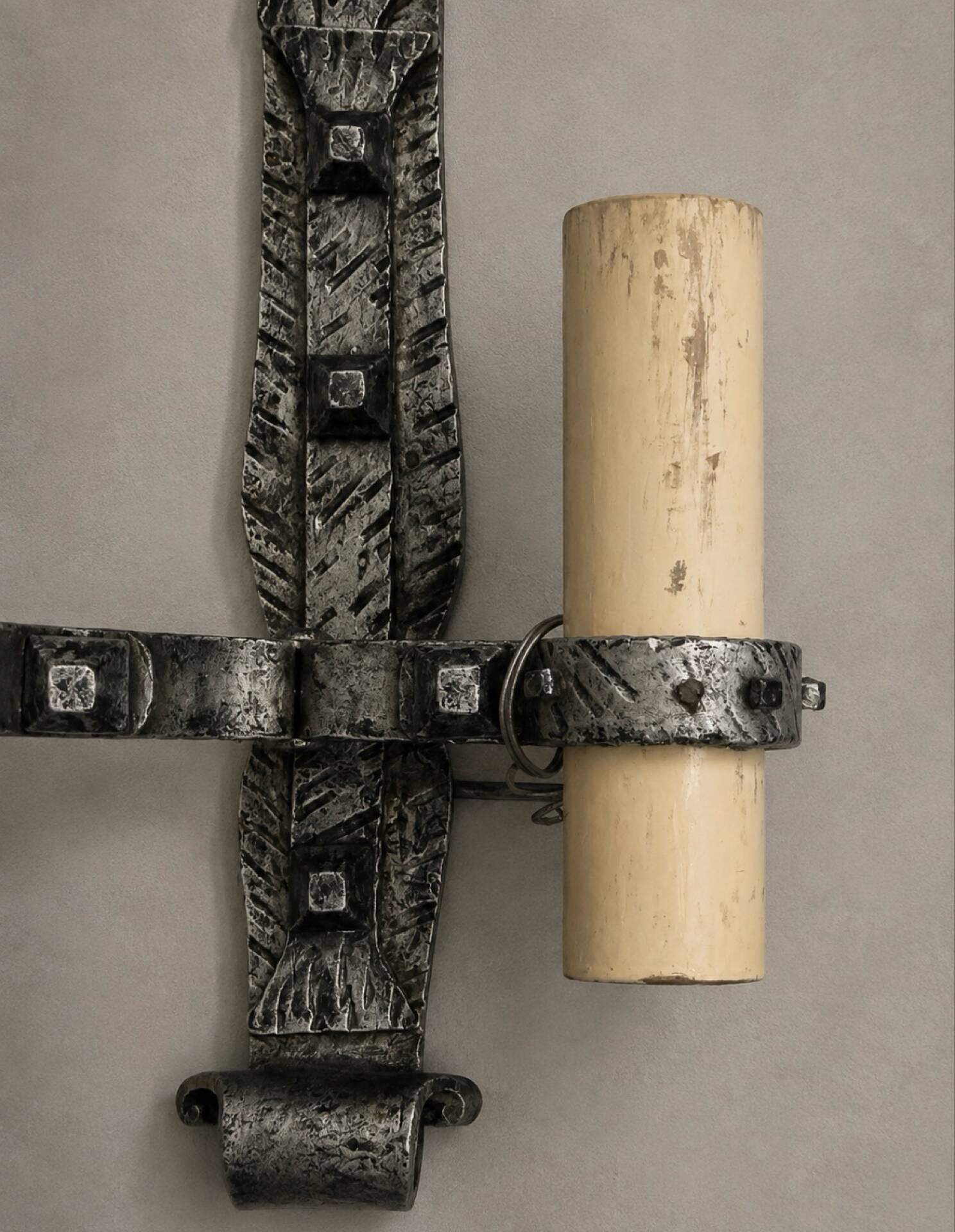 Brutalist Ferro Art wall sconces in wrought iron – Spain, 1970s