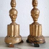 Pair of gold candlesticks with leaf