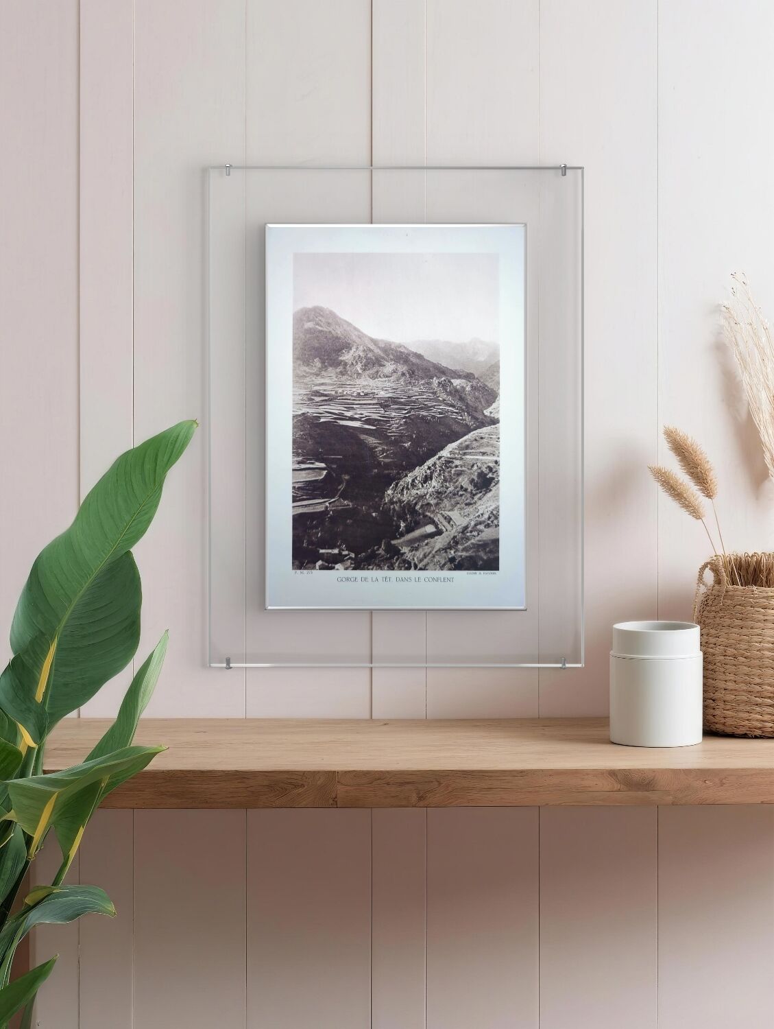 Gorge de la Têt, Pyrenees. Printed photo plate from 1937.