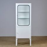 Restored vintage iron and glass medical cabinet, 1970s
