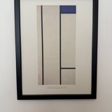 Impression Mondrian composition verticale Bleu et Blanc