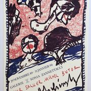 Original poster by pierre alechinsky, pour saluting michel butor / galerie sonia zannetacci, 1989