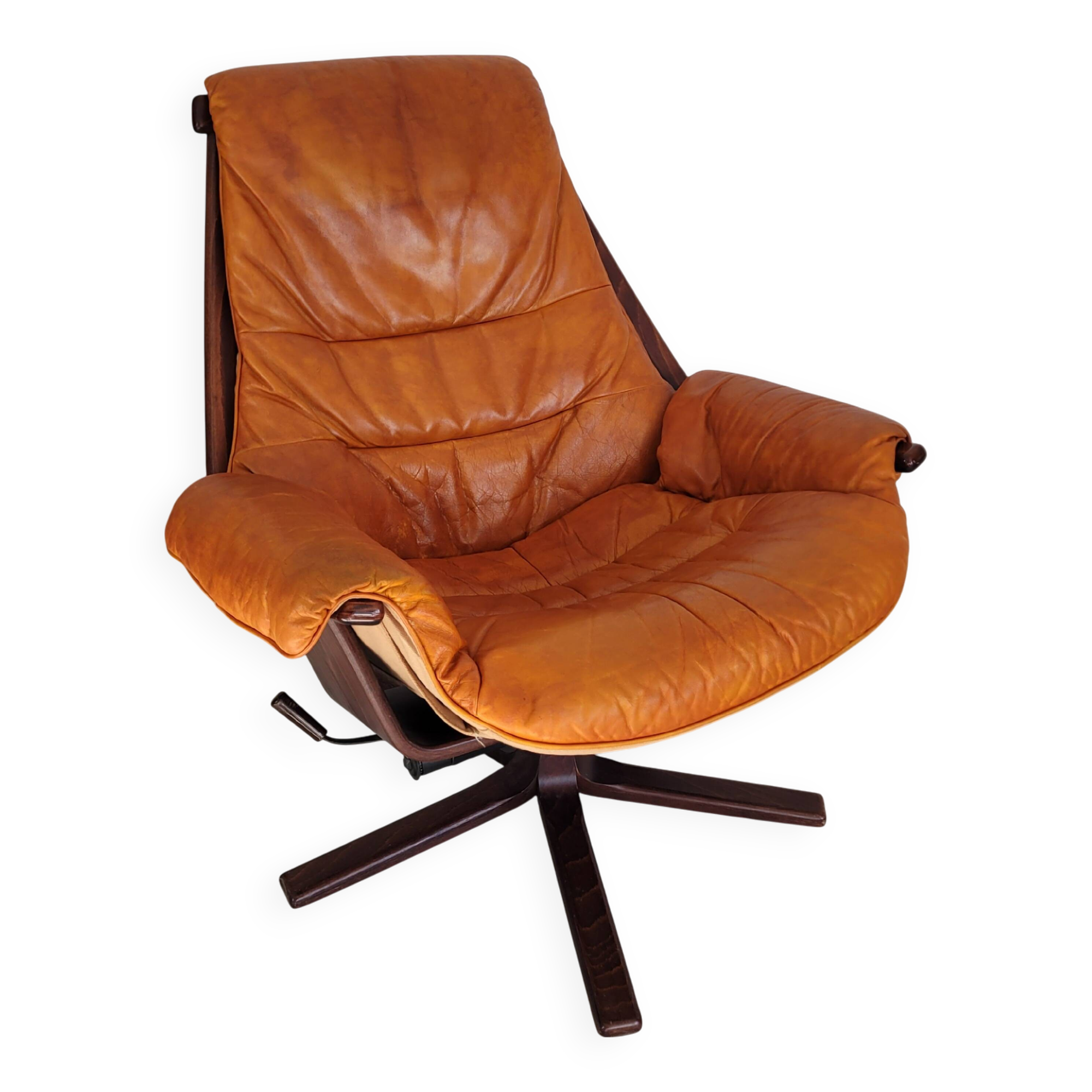 Fauteuil lounge vintage Göte Mobler 1960 pivotant et inclinable