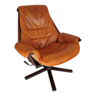 Vintage Göte Mobler 1960s swivel and reclining lounge chair