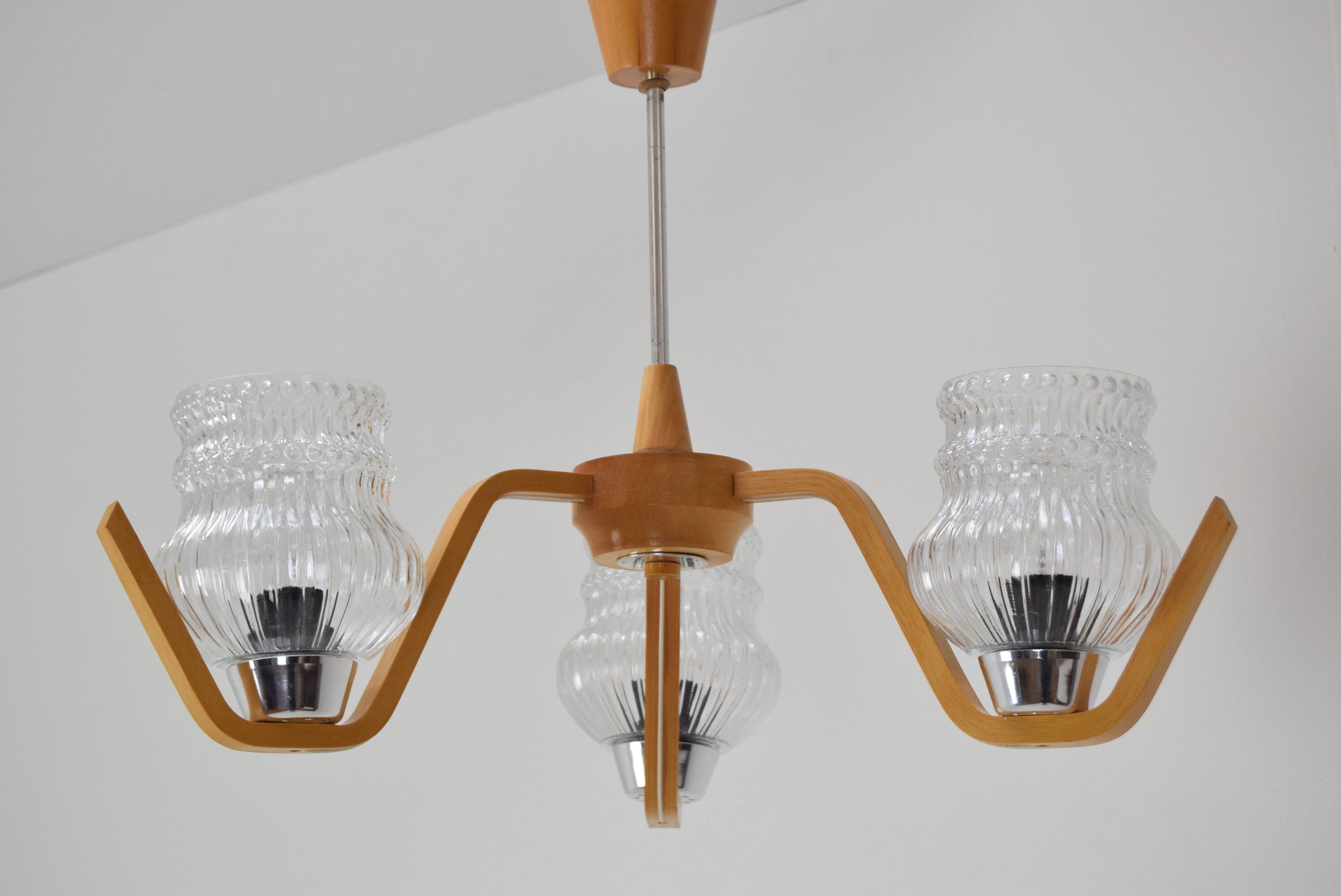 Mid-century Chandelier by Drevo humpolec,1970's.