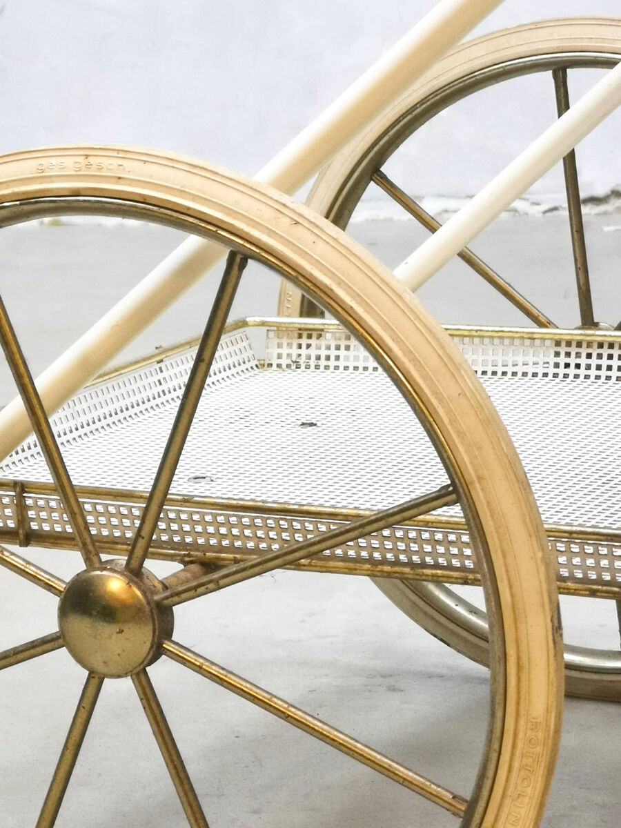 Midcentury vintage brass & steel trolley 'italian chique'