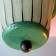 Green sheet metal and globe glass hanging lamp