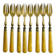 Set of 8 vintage gold metal dessert forks