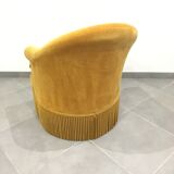 Pair of velvet fringed low chairs