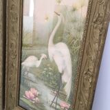 Pair of pink flamingo paintings