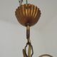 French Vintage 4 Light Metal Cage Chandelier with Bead Swag and Pink Murano Drops
