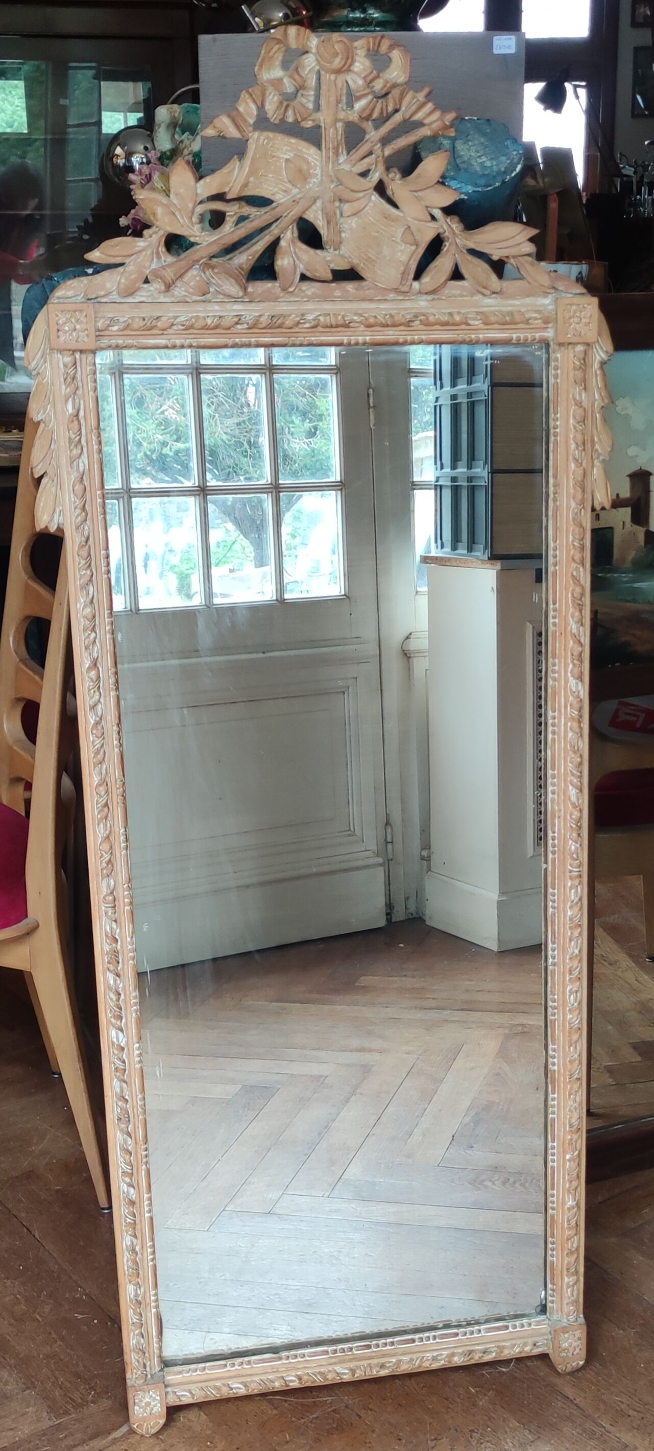 Old mirror wood decoration knot partition