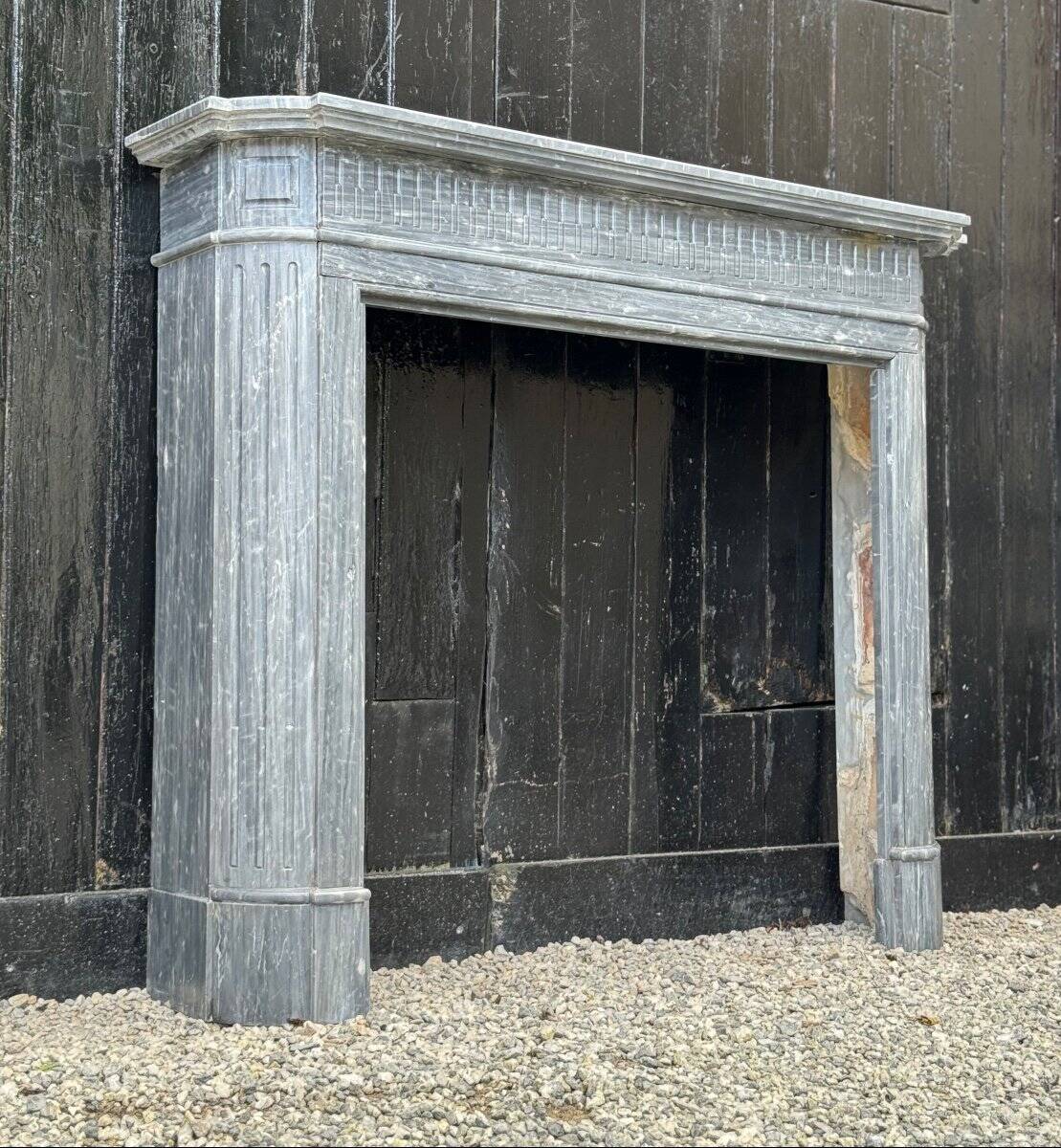 Half-moon Louis XVI Style Fireplace In Turquin Blue Marble Circa 1900