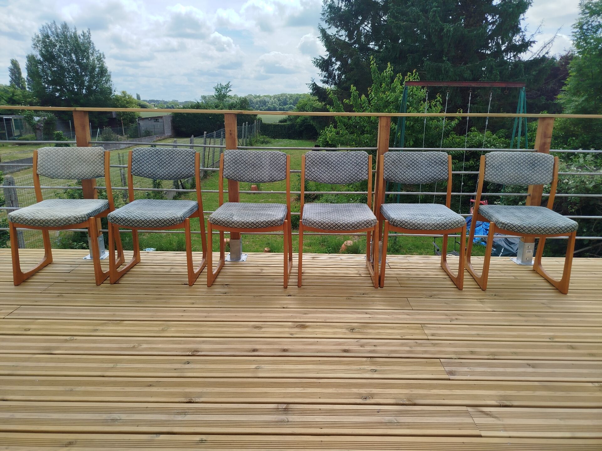 Ensemble de 6 chaises traineau, années 70