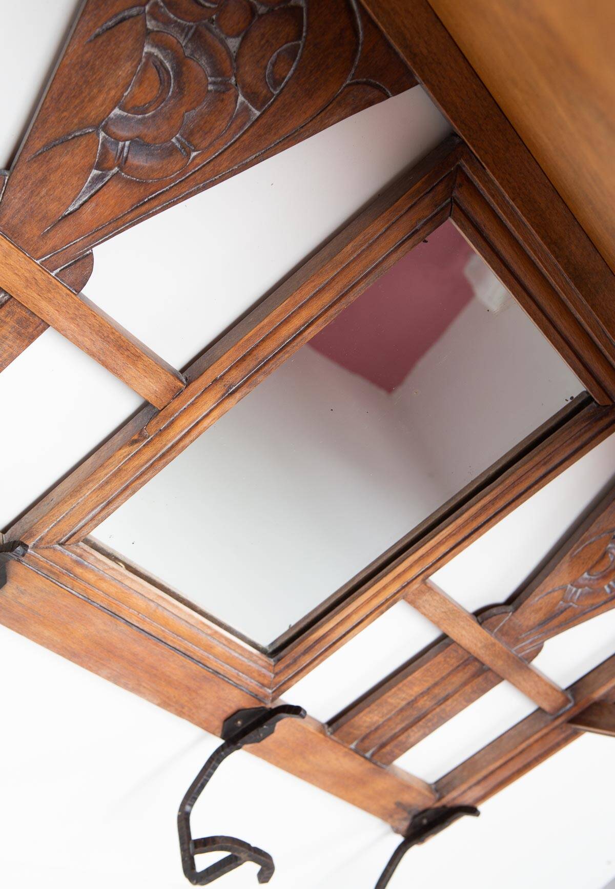 Antique French coat rack with mirror in art deco style circa 1930