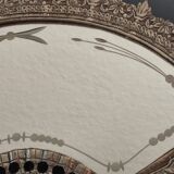 Table mirror vintage engraved glass fan