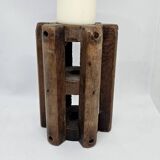 Teak candle holder